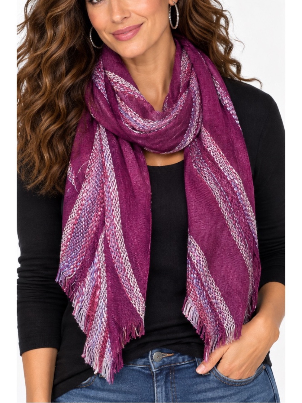 Merona plum purple woven fashion scarf with a cozy, colorful look NWT